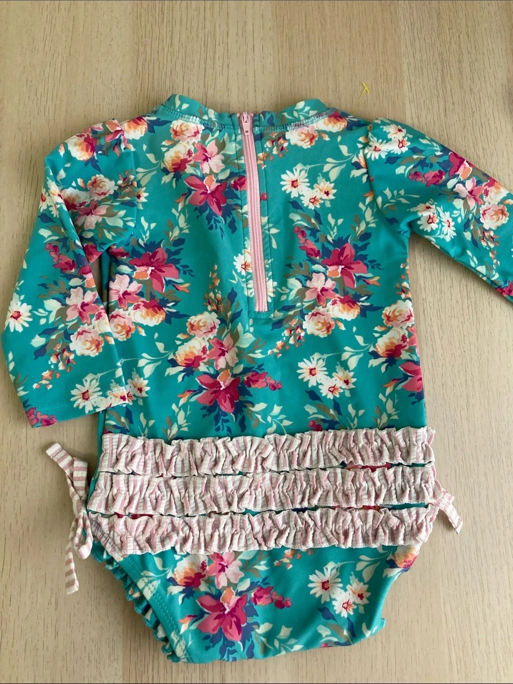 Ruffle Butts Fancy Me Floral Long-Sleeve One-Piece Swimsuit, size 12-18 months